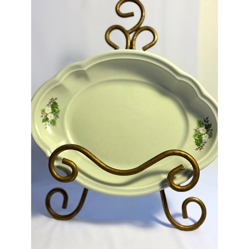 Pfaltzgraff Christmas Heirloom Oval Relish Dish 8.25" Scalloped Vintage 601